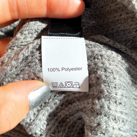 🐑 GREY BRAIDED KNIT V NECK SWEATER DRESS! - Picture 7 of 12